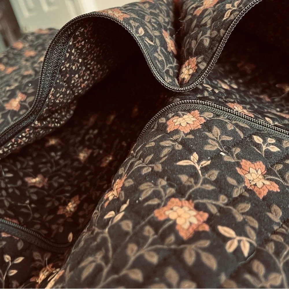 Vintage VERA BRADLEY Black Walnut Garment Bag Brown Orange Floral Leaves 1999